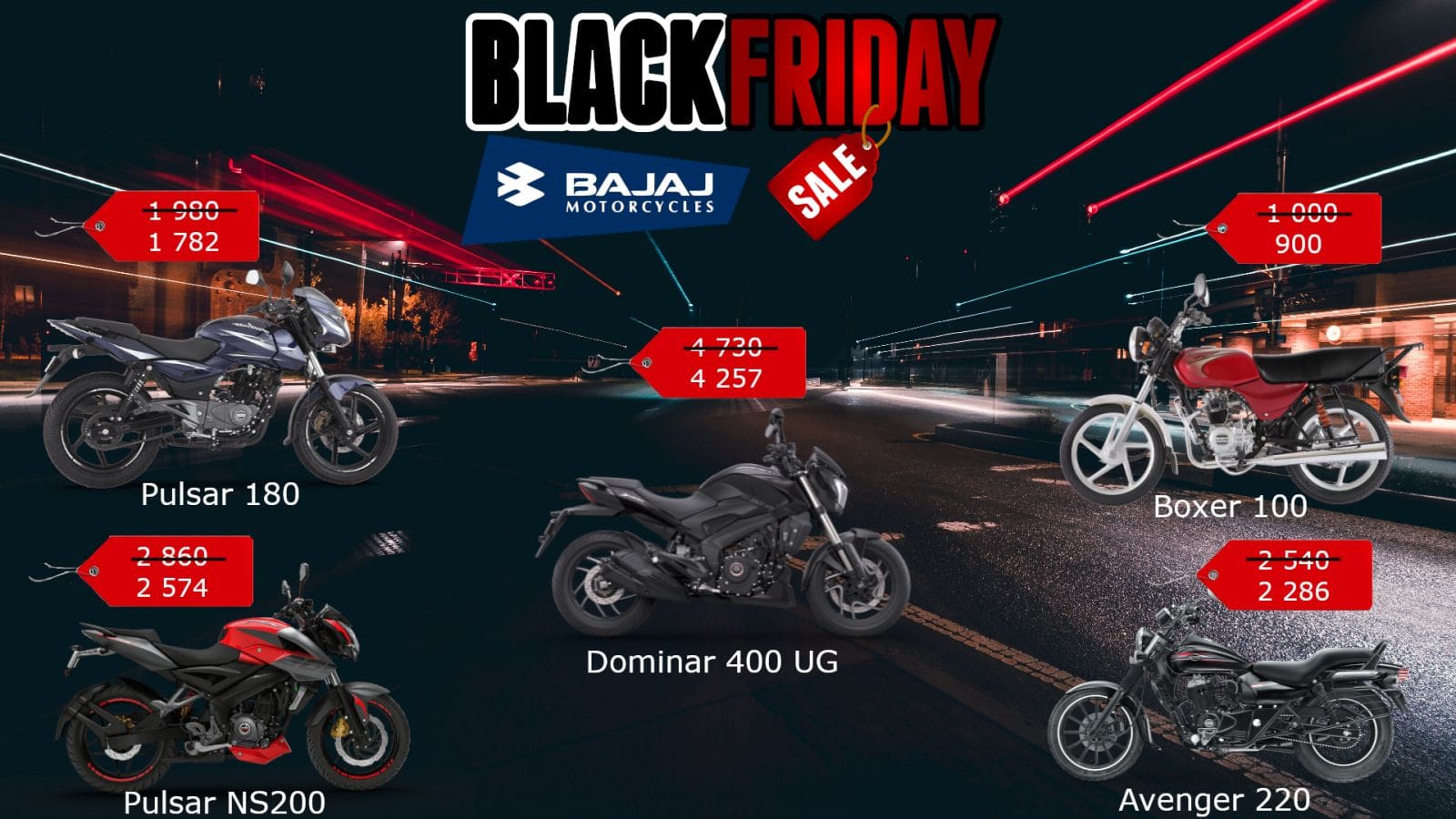 Чорна п'ятниця -10% на мотоцикли Bajaj